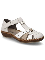 Dámské pohodlné sandály na suchý zip se zabudovanou špičkou béžové Rieker M1655-61 Dámské pohodlné sandály na suchý zip se zabudovanou špičkou béžové Rieker M1655-61