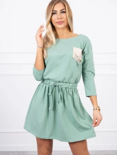 Šaty s flitrovou kapsou tmavě mátové