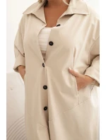 Dámský plášť Plus Size Punto s bavlnou a knoflíky béžová
