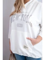 Dámská viskózová mikina Plus Size s kapucí a klokaní kapsou bílá