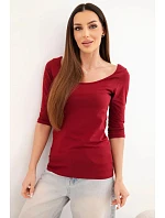 Halenka s kulatým výstřihem bordová