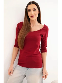 Halenka s kulatým výstřihem bordová