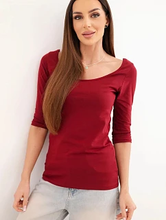 Halenka s kulatým výstřihem bordová