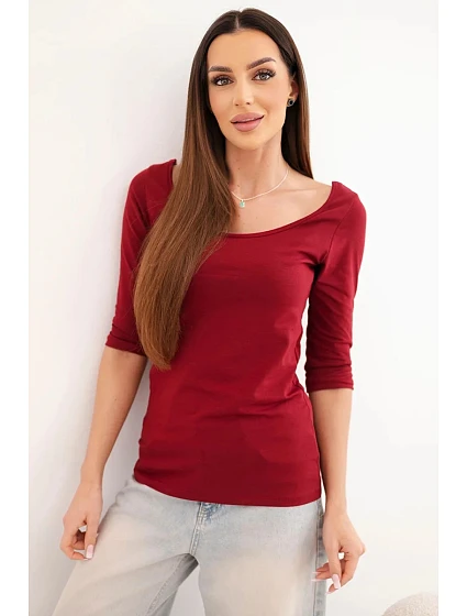 Halenka s kulatým výstřihem bordová