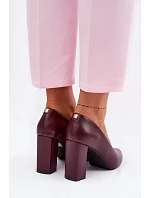 Lodičky na podpatku z eko kůže model 22091805 bordó - SERGIO LEONE