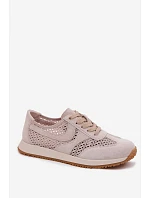 Dámské síťované tenisky z semiše světle béžové Gelina