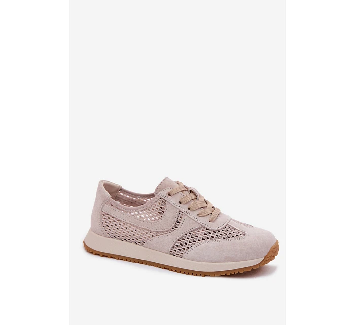 Dámské síťované tenisky z semiše světle béžové model 22123261 - EVENTO