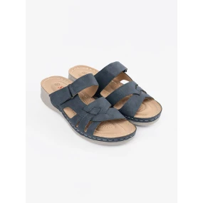 Komfortní  nazouváky dámské modré na plochém podpatku