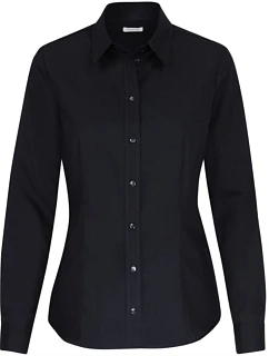 Blouse Regular LSL Popelínová halenka s dlouhým rukávem model 22501290 black - Seidensticker