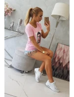 Dámská grafická halenka pudrově růžová Dámská grafická halenka pudrově růžová