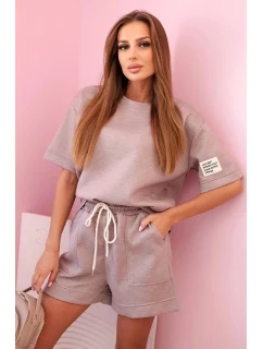 Dámská máslová souprava s šortkami s vysokým pasem béžový melír