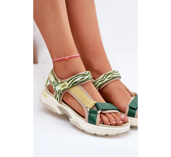 Dámské Sandály Na Suchý Zip model 21694720 Zelené - D.Franklin