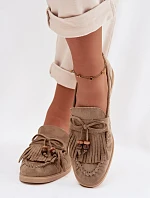 Dámské Mokasíny S Frézlami A Korálky Zelené Teressa