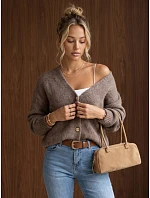 Kardigan damski luźny na guziki mokka FashionStreet MY2574 Kardigan damski luźny na guziki mokka FashionStreet MY2574
