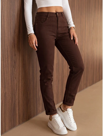 Džíny dámské mom fit s vysokým pasem hnědé FashionStreet UY3266 Džíny dámské mom fit s vysokým pasem hnědé FashionStreet UY3266