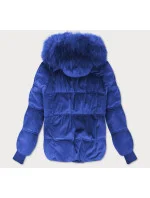 Dámská bunda v chrpové barvě s kapucí model 21242248 - Libland Dámská bunda v chrpové barvě s kapucí model 21242248 - Libland