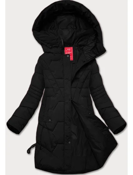 Černá dámská bunda pro přechodné období s kapucí model 20617018 - LHD