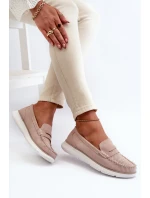 Sametové mokasíny na platformě Sergio Leone SP012 Beige