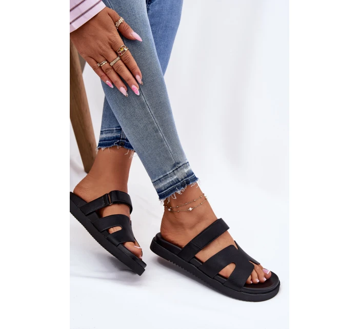 Dámské Pantofle Na Suchý Zip model 21697774 Černé - VINCEZA