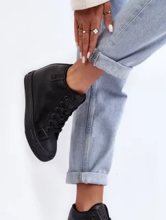 Dámské kožené tenisky na klínku Big Star Black