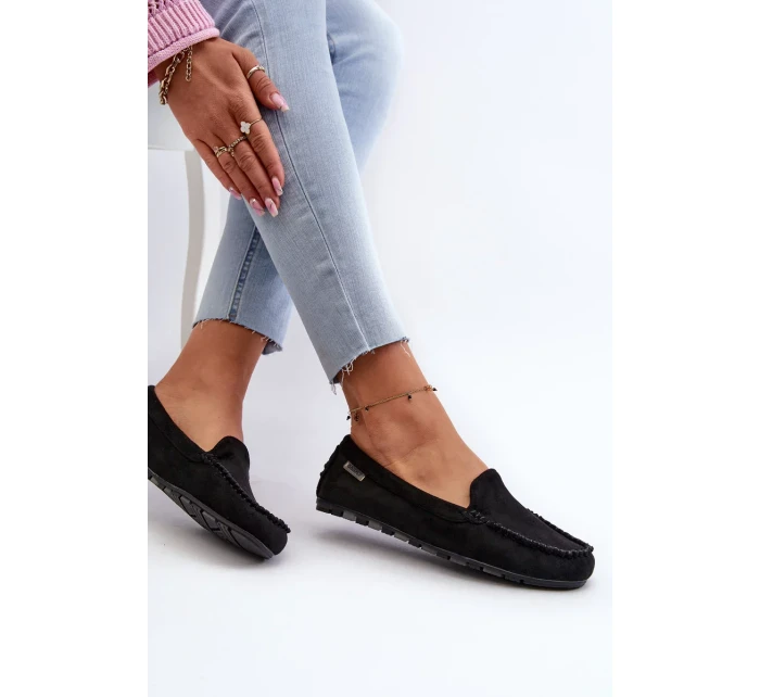 Dámské mokasíny vyrobené z Eco Suede Black Amrutia Dámské mokasíny vyrobené z Eco Suede Black Amrutia