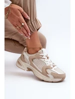 Béžové dámské tenisky sportovní boty model 20453821 - Kesi Béžové dámské tenisky sportovní boty model 20453821 - Kesi