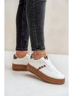 Dámské tenisky na platformě s leopardím vzorem bílé Dravinnia Dámské tenisky na platformě s leopardím vzorem bílé Dravinnia