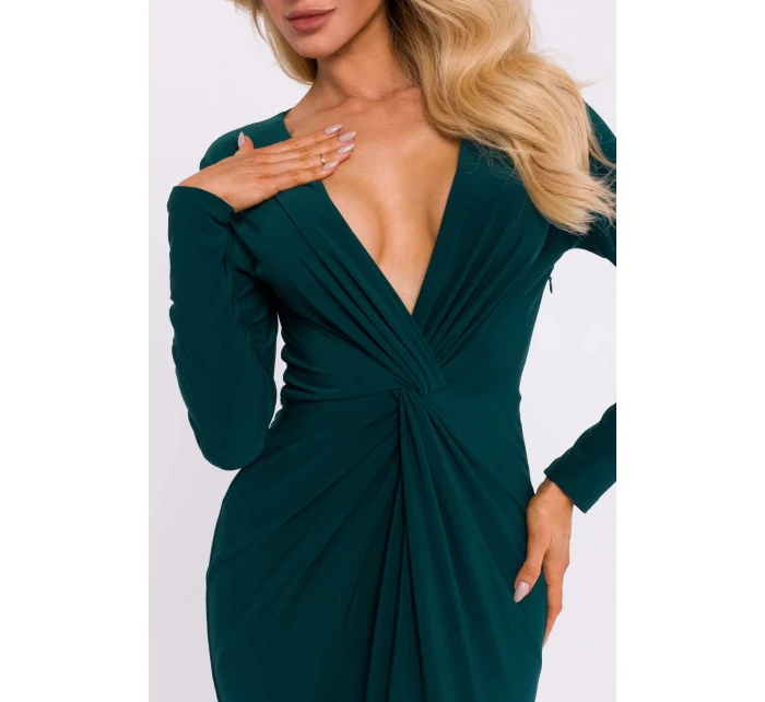Dámské šaty M840 tmavě zelené - Moe Dámské šaty M840 tmavě zelené - Moe