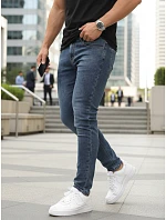 Pánské modré džíny slim fit ležérního střihu FashionStreet UX4486 Pánské modré džíny slim fit ležérního střihu FashionStreet UX4486