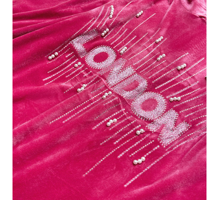 Růžový velurový dres s aplikací (81217)