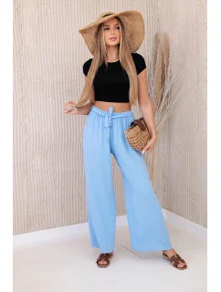 Kalhoty s širokým pasem modrý