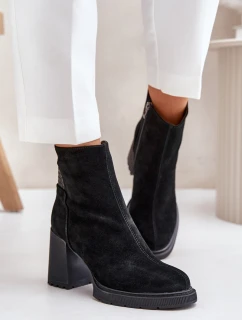 Semišové Kozačky Na Podpatku Zateplené D&A model 21674552 Černé - S.Barski