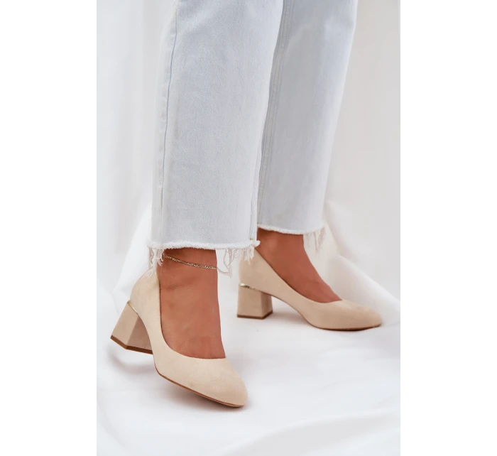 Semišové Lodičky Na Podpatku Béžové model 21684781 - Boto
