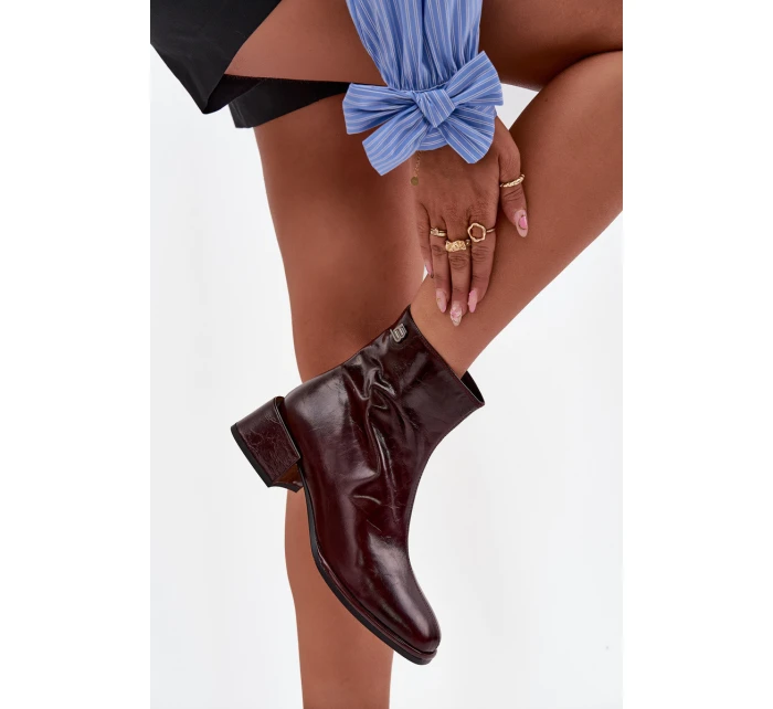 Dámské kotníkové boty z přírodní kůže na klíně vyhřívané D&A CR52-715 bordó