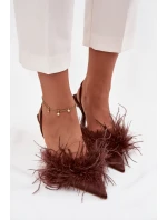 Lodičky s a otevřenou patou čokoládové model 21715217 - Boto