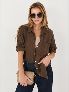 Koszula MI KS model 22102532 ciemny brązowy - FPrice