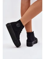 Dámské plátěné tenisky na platformě Big Star – černé Dámské plátěné tenisky na platformě Big Star – černé