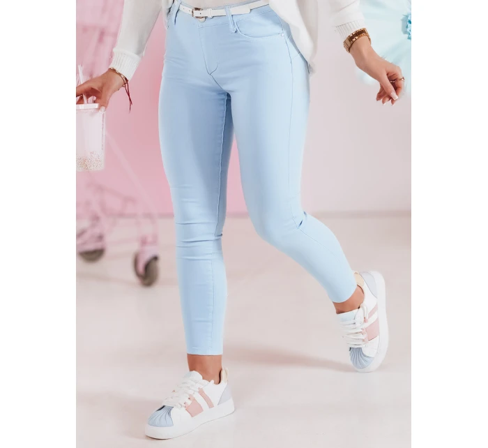 Dámské úzké kalhoty s páskem VIVASKIN modré FashionStreet UY2428