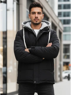 Pánská prošívaná zimní bunda s kapucí černá FashionStreet TX5104
