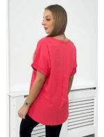 Bavlněná halenka s kapsou malinová