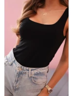 Dámská halenka na ramínka s výstřihem černý