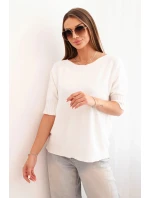 Dámský svetr z viskózy s krátkým rukávem ecru