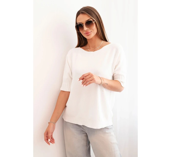 Dámský svetr z viskózy s krátkým rukávem ecru
