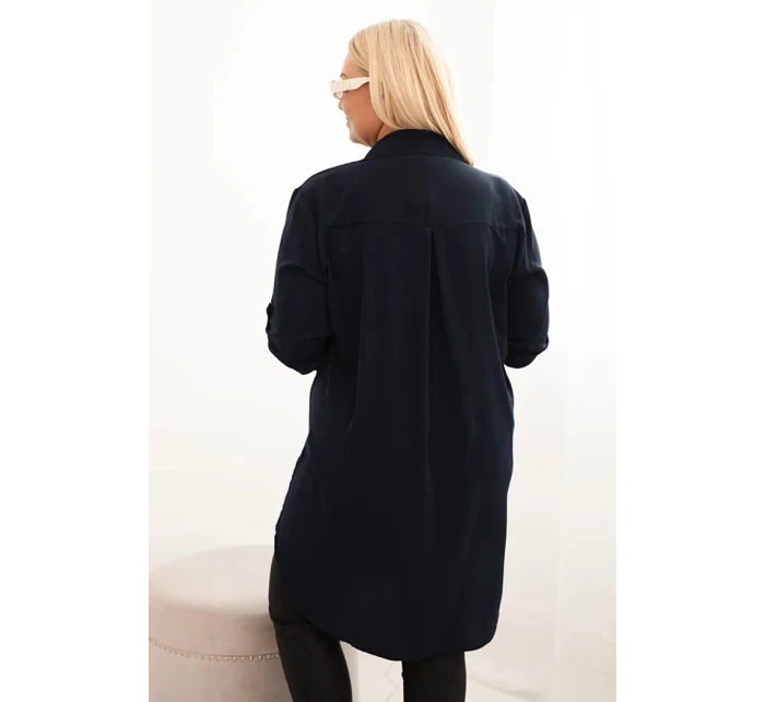 Dámská košilová šaty Plus Size s delším zadním dílem a rukávy model 21428149 - K-Fashion