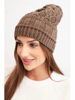 Čepice s fleece Marta K231 mocca