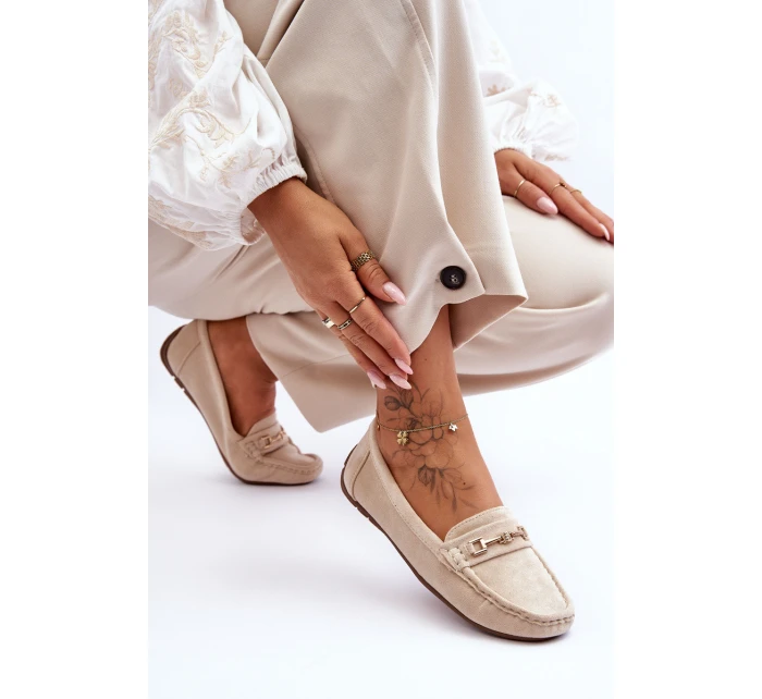 Dámské klasické semišové mokasíny béžové model 21625472 - Boto Dámské klasické semišové mokasíny béžové model 21625472 - Boto