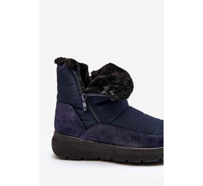 Dámské zimní boty s kožešinou modré model 21644841 - Boto Dámské zimní boty s kožešinou modré model 21644841 - Boto
