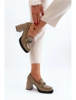 Lakýrované lodičky na masivním podpatku zelené Terimene