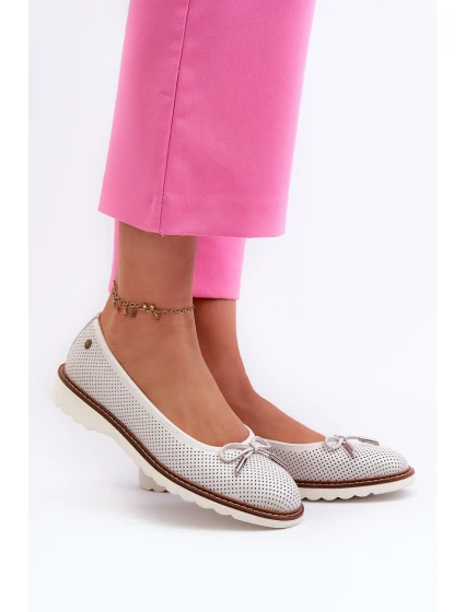 Dámské Letní Baletky Z Kůže  Bílé model 21661326 - Maciejka
