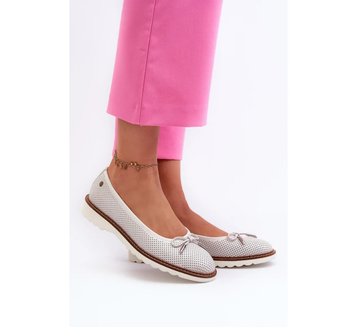 Dámské Letní Baletky Z Kůže  Bílé model 21661326 - Maciejka